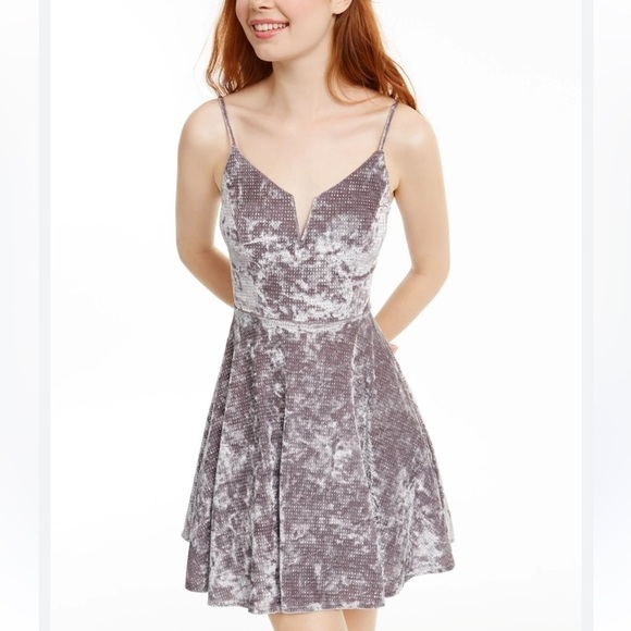 City Studio Dresses & Skirts - City Studio Juniors Gray Sparkle Spaghetti Strap Fit and Flare Dress Sz 5